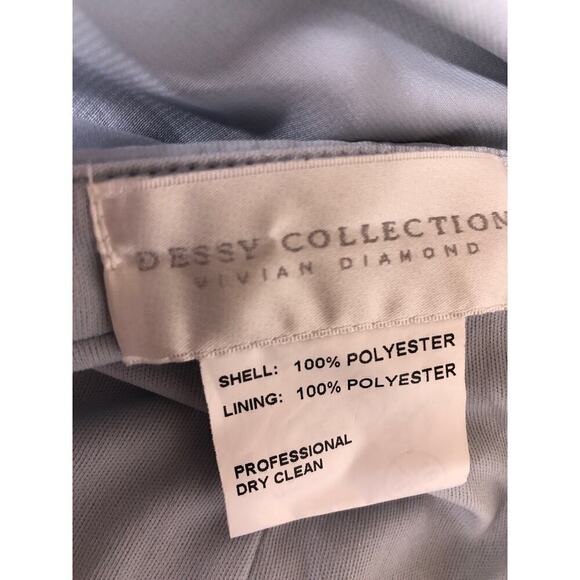 Dessy Collection Bridesmaid Dress Maxi Open Back High Neck Slit Blue NWT 4 - Picture 6 of 9